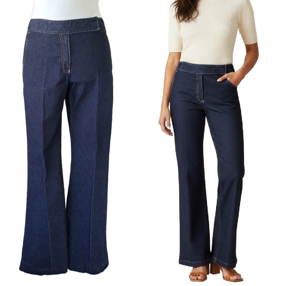 VTG Express Precision Fit Trouser Jeans 6 Dark Wash Wide Leg High Rise Y2K Denim